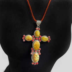Coral and Turquoise Cross Indigenous Style