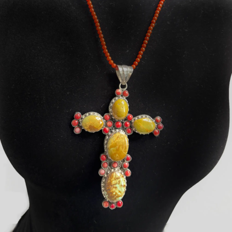 Coral and Turquoise Cross Indigenous Style