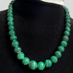 Malachite Stone Necklace with 14 Karat Gold Plated Clasp
